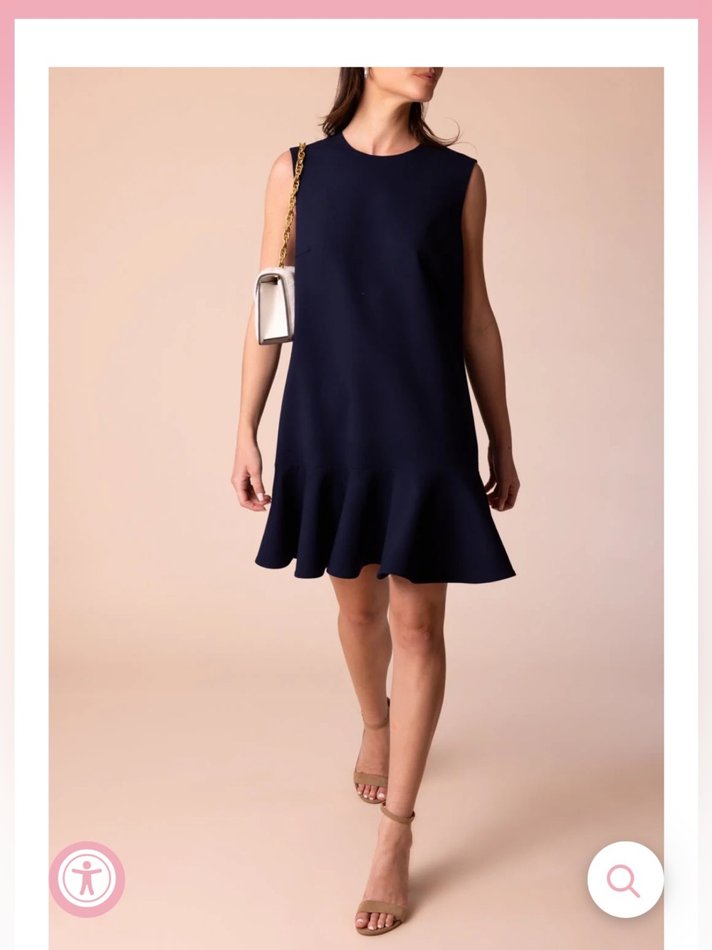 Oscar De La Renta SLEEVELESS FLOUNCE MINI DRESS Wool Navy 4 $2100